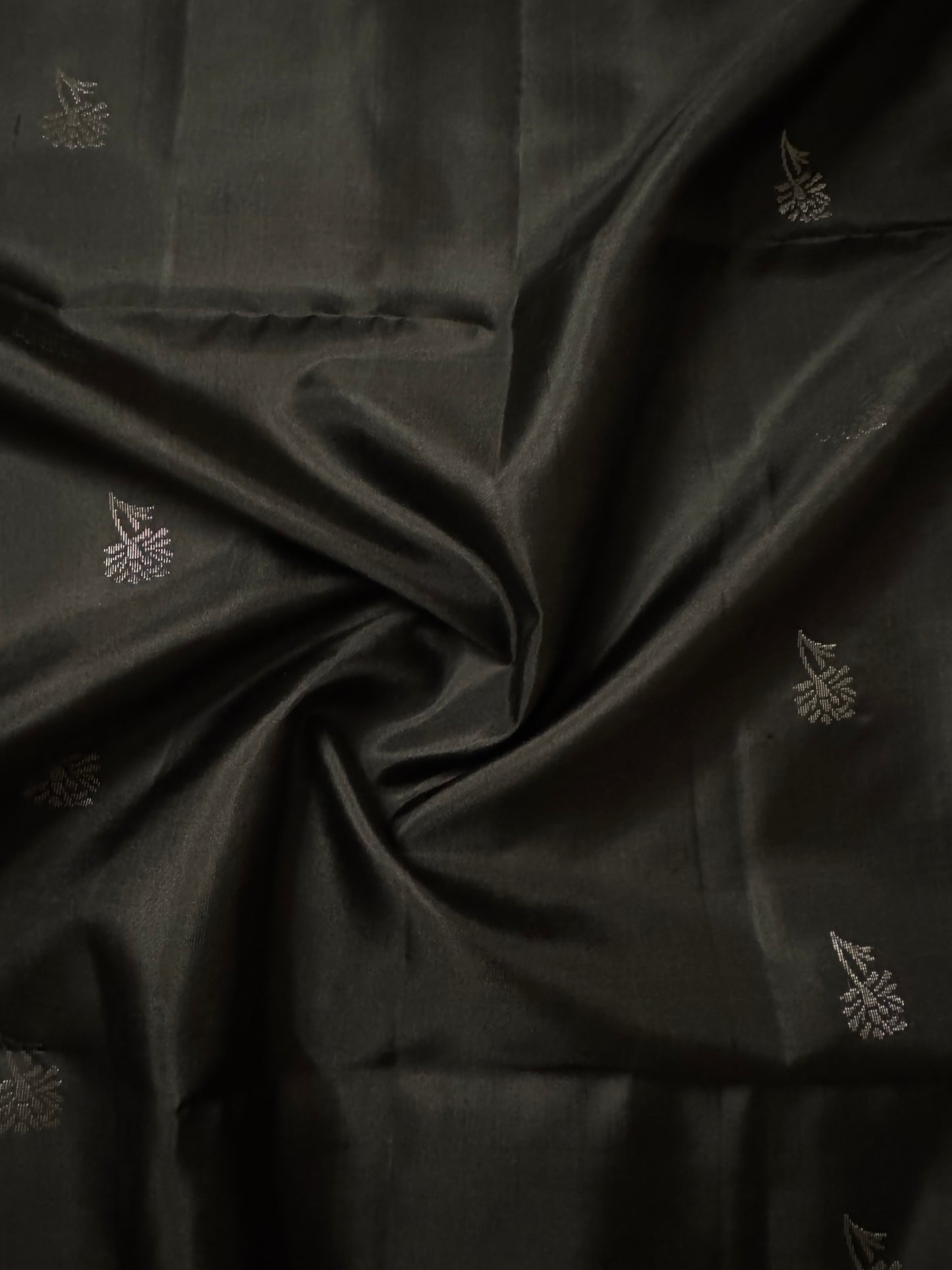 Kohl- Black Soft Silk Saree with Metallic Silver Pallu