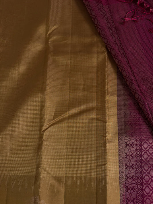 Nooriya – Golden Yellow Soft Silk Saree with Pink Pallu
