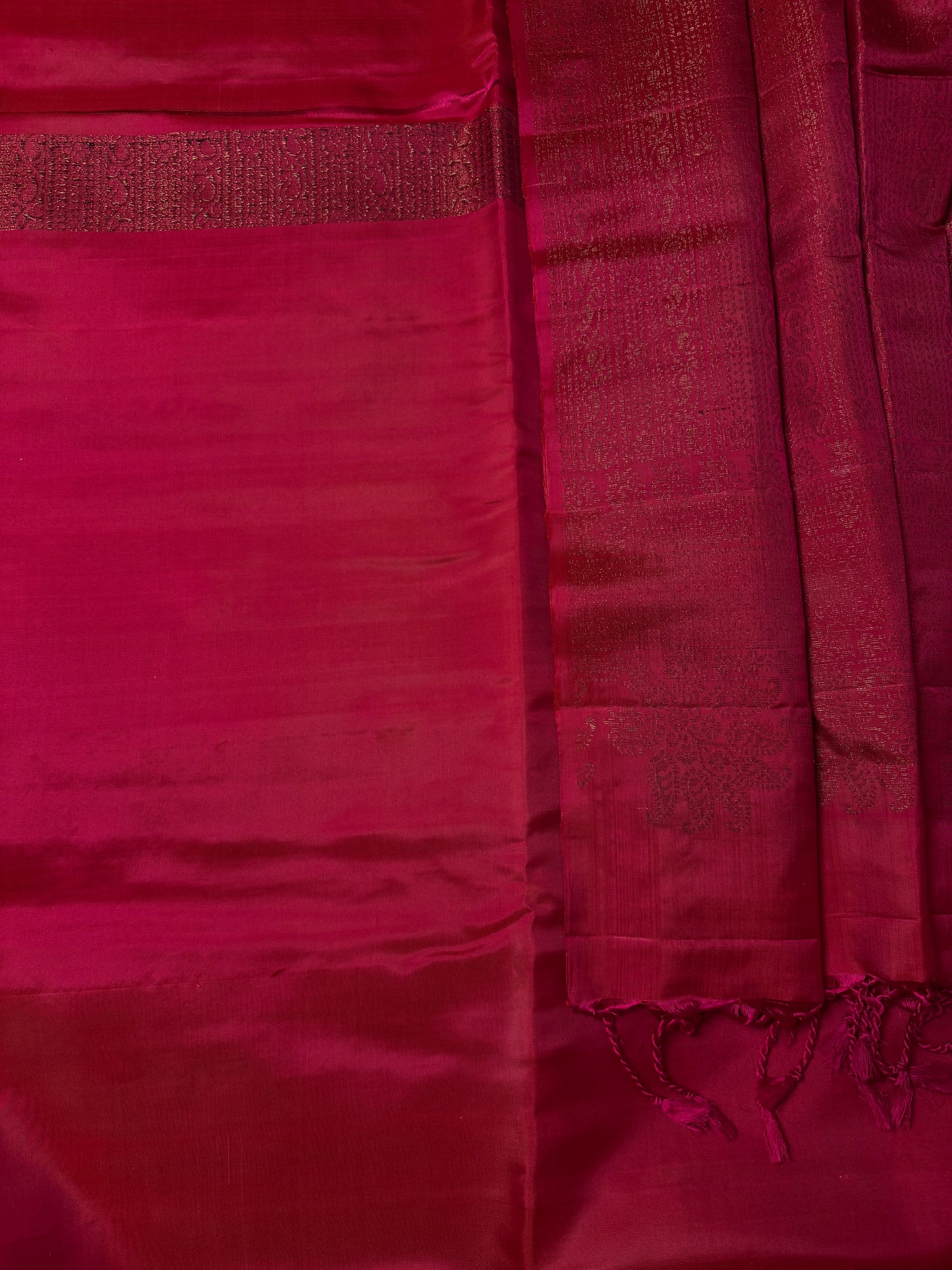 Fuchsia- Deep Pink Soft Silk Saree with Light Gold Sheen