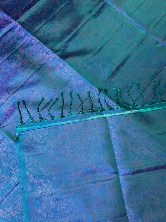 Vyanra- Blue Soft Silk Saree with Metallic Zari Weave