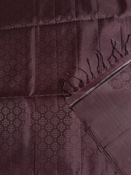 Neira – Grape Soft Silk Saree with Metallic Silver Zari