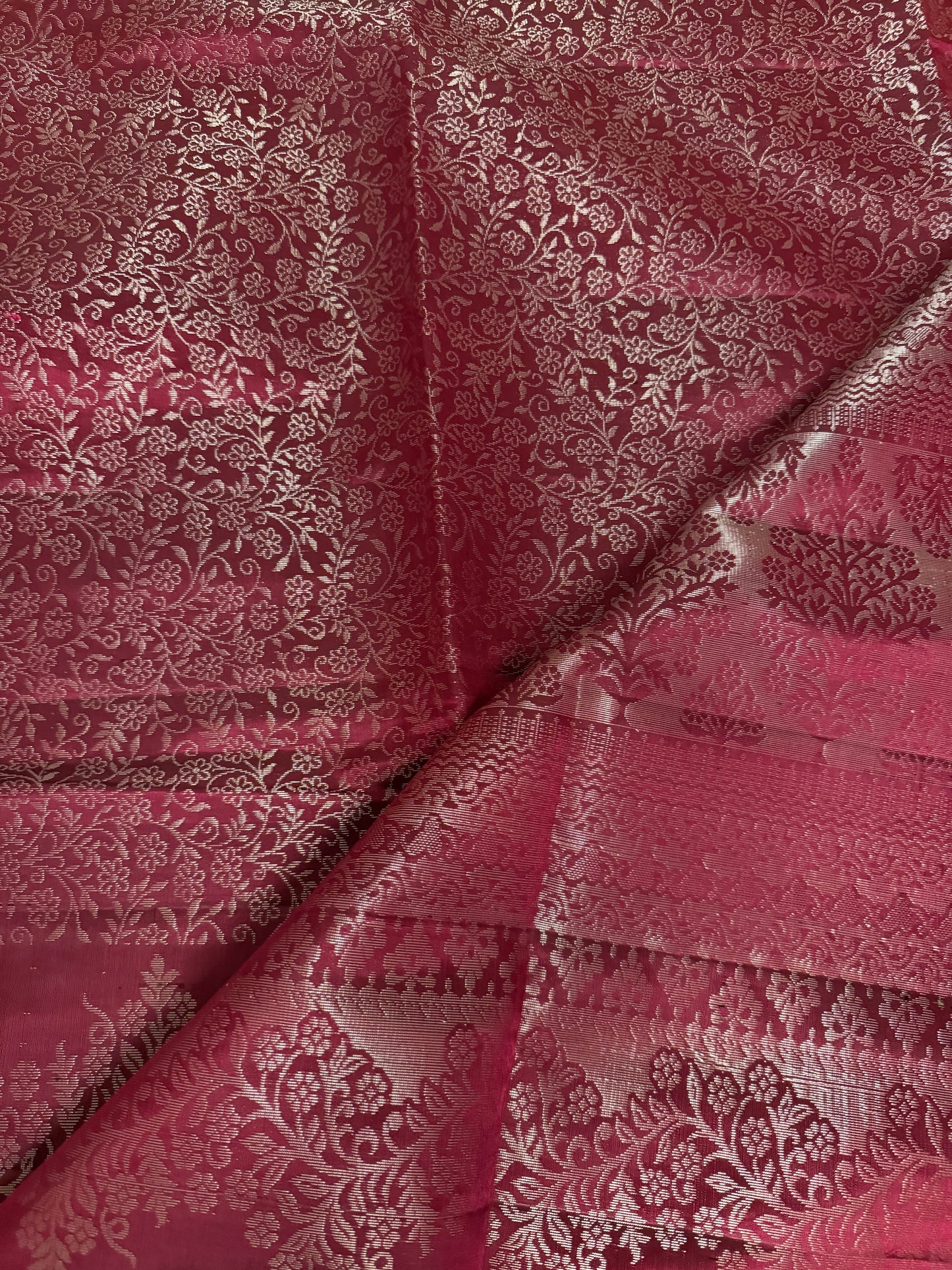 Viraah - Deep Magenta Soft Silk Saree with Silver Zari & Metallic Pallu
