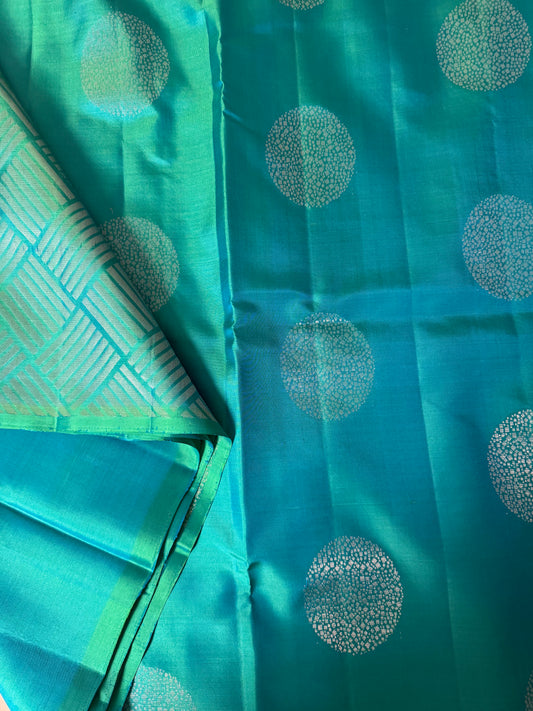 Neel- Turquoise Dream in Soft Silk and Zari Glow