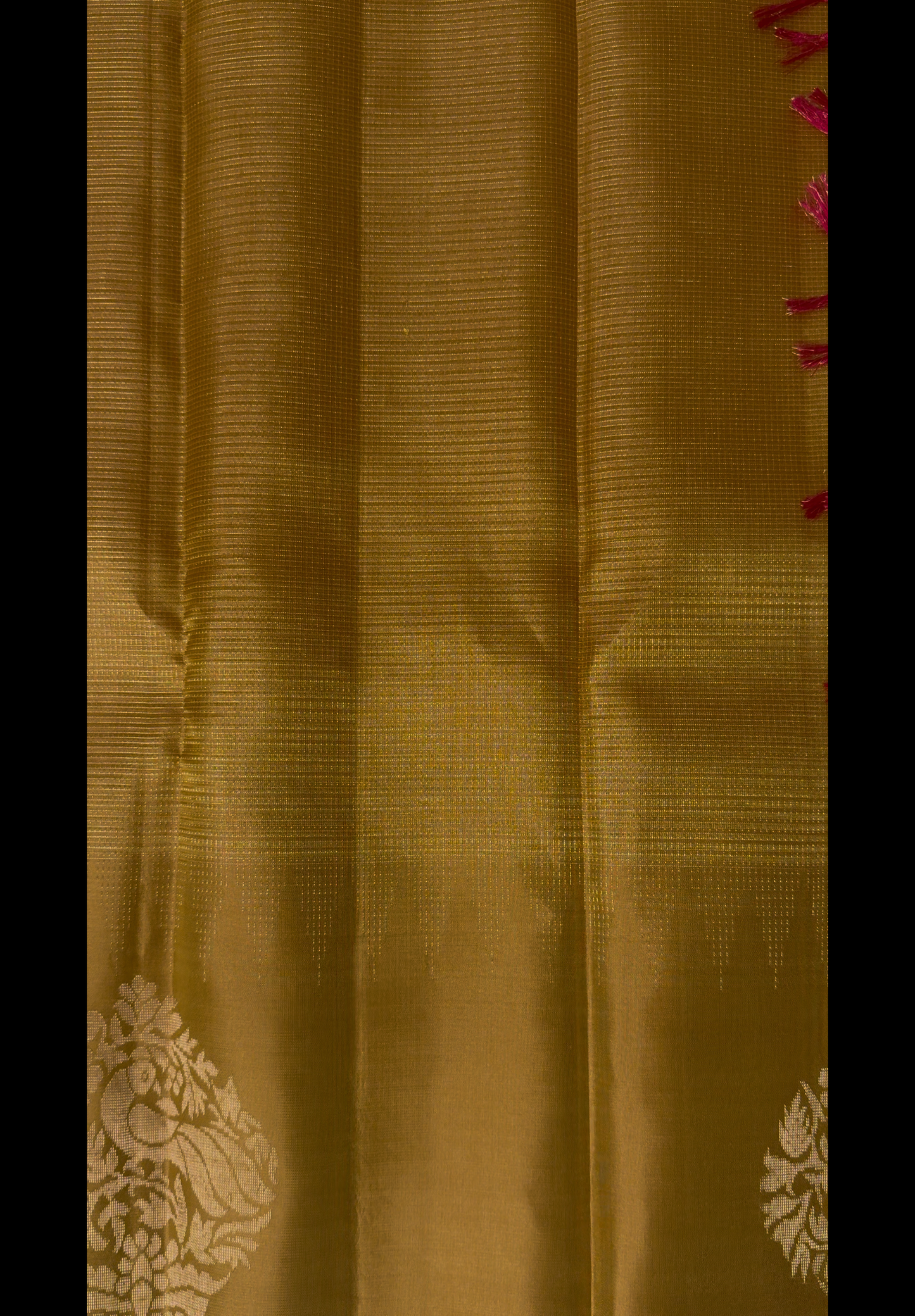 Nooriya – Golden Yellow Soft Silk Saree with Pink Pallu
