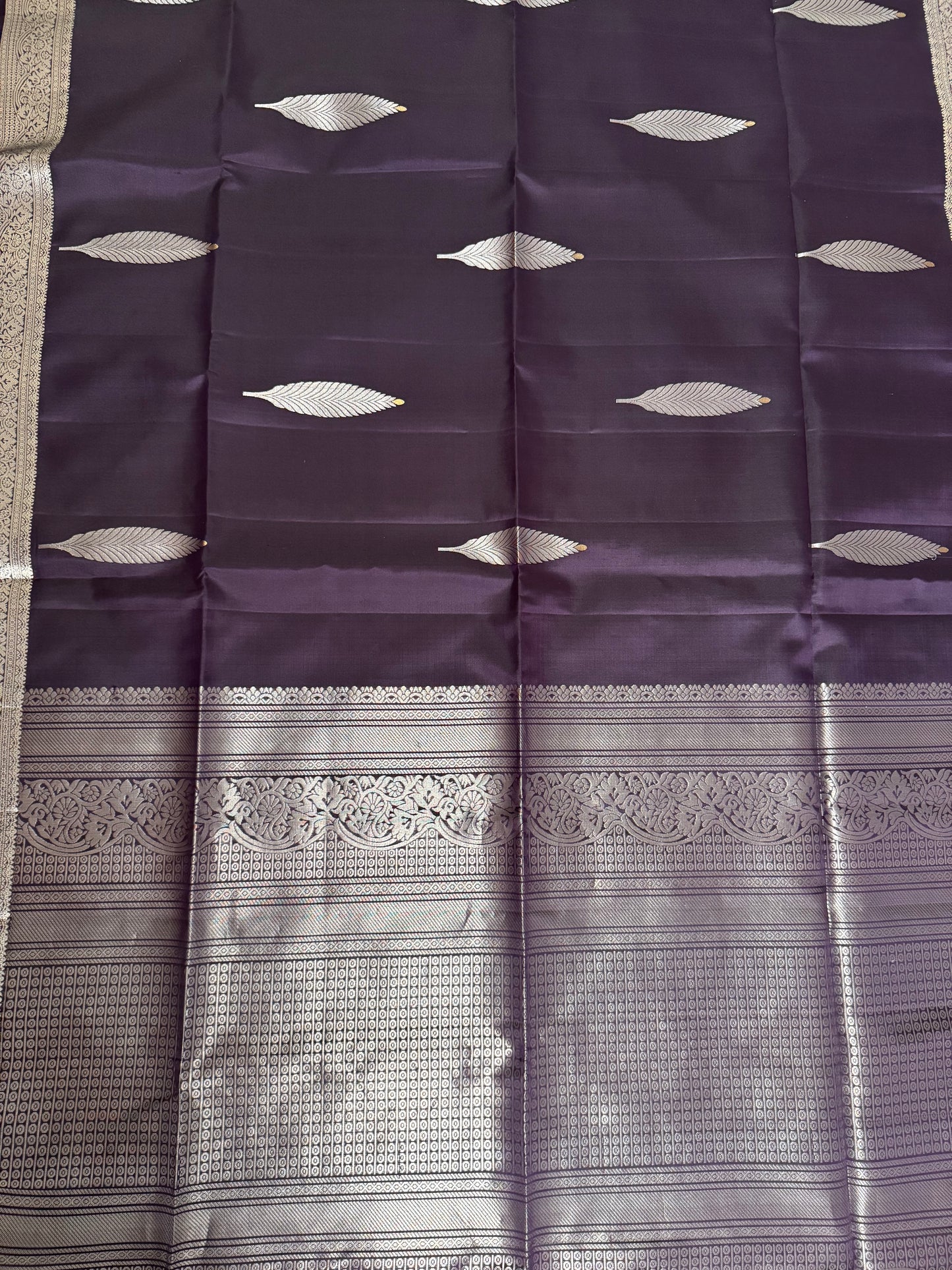 Raahiya- Deep Purple Soft Silk Saree with Metallic Silver Zari
