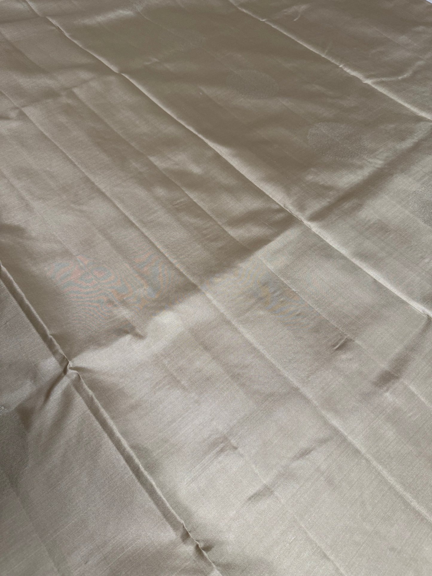 Silken Haze – Cream Soft Silk Saree with Lustrous Grace