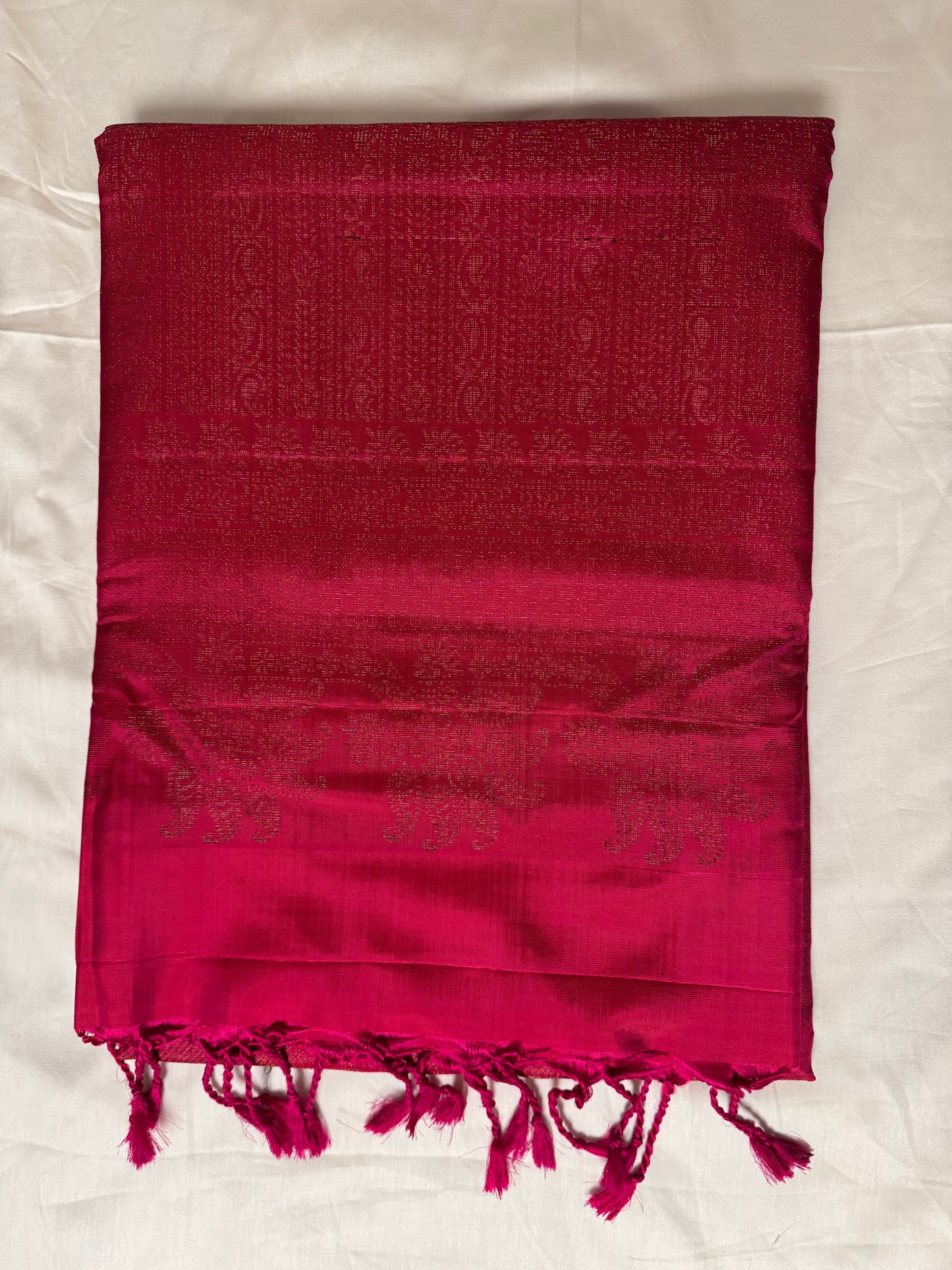 Fuchsia- Deep Pink Soft Silk Saree with Light Gold Sheen