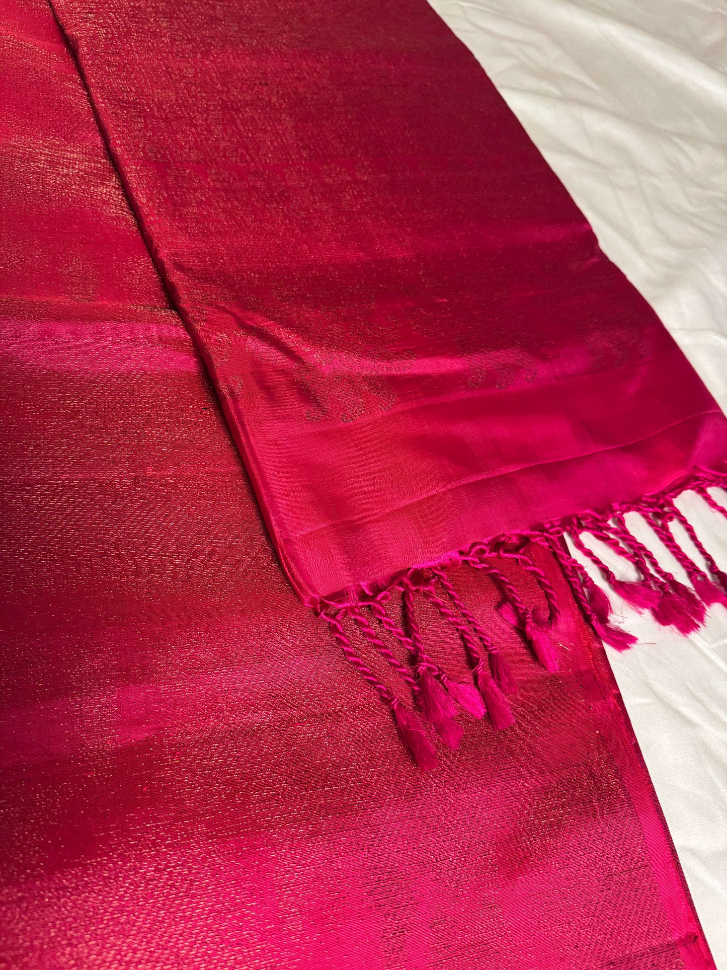 Fuchsia- Deep Pink Soft Silk Saree with Light Gold Sheen