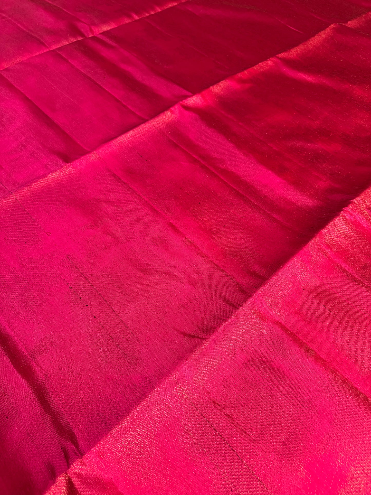 Fuchsia- Deep Pink Soft Silk Saree with Light Gold Sheen