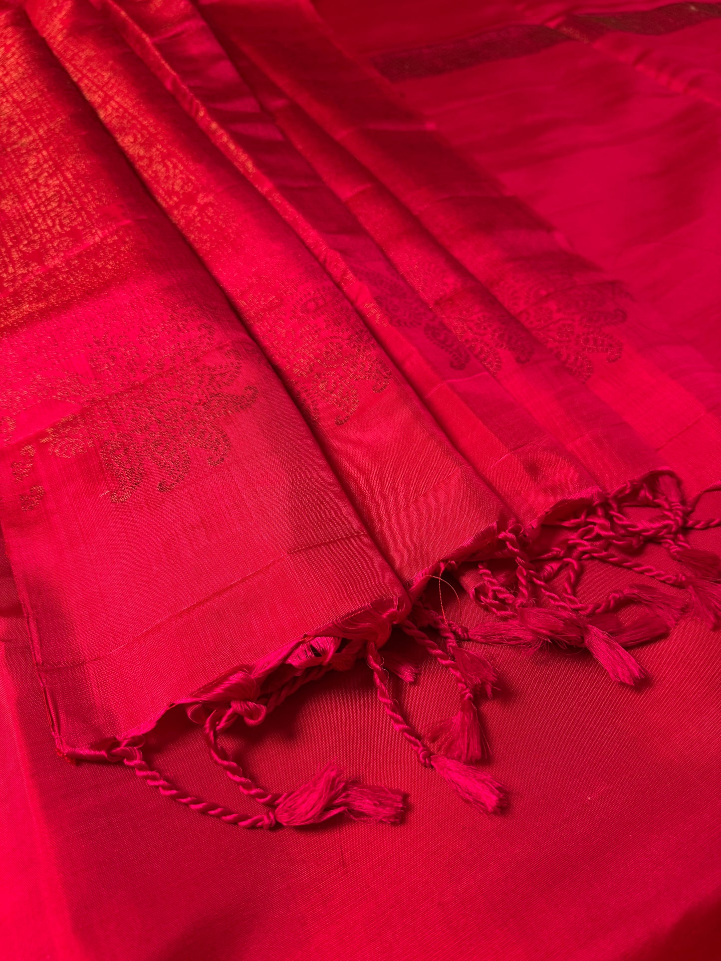 Fuchsia- Deep Pink Soft Silk Saree with Light Gold Sheen