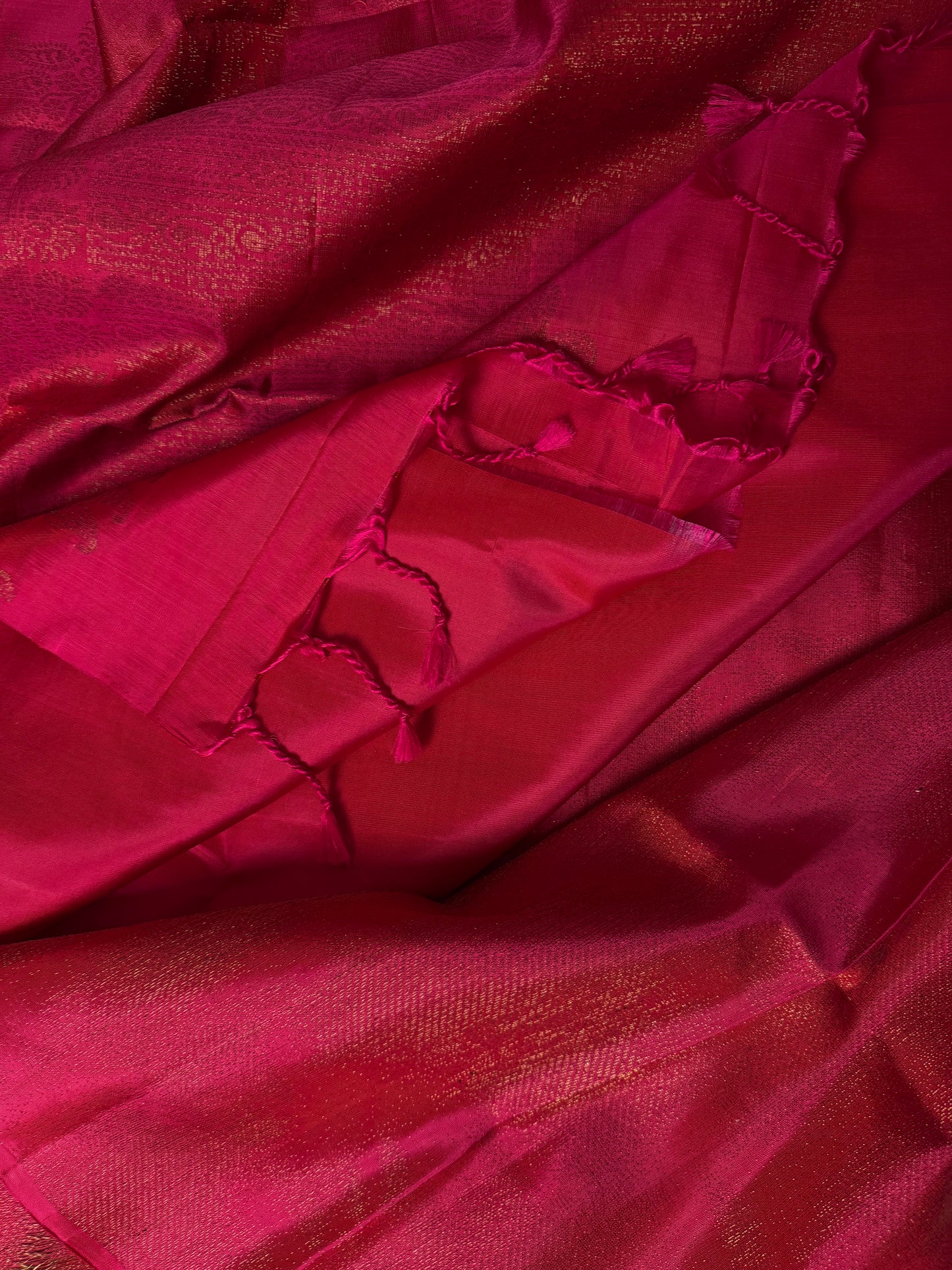Fuchsia- Deep Pink Soft Silk Saree with Light Gold Sheen