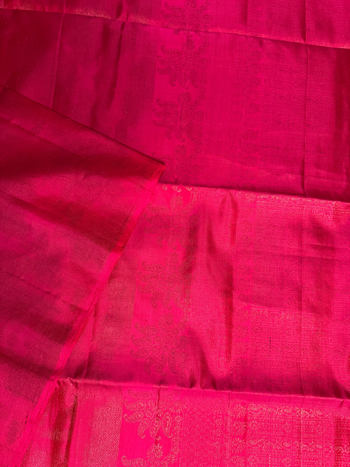 Fuchsia- Deep Pink Soft Silk Saree with Light Gold Sheen