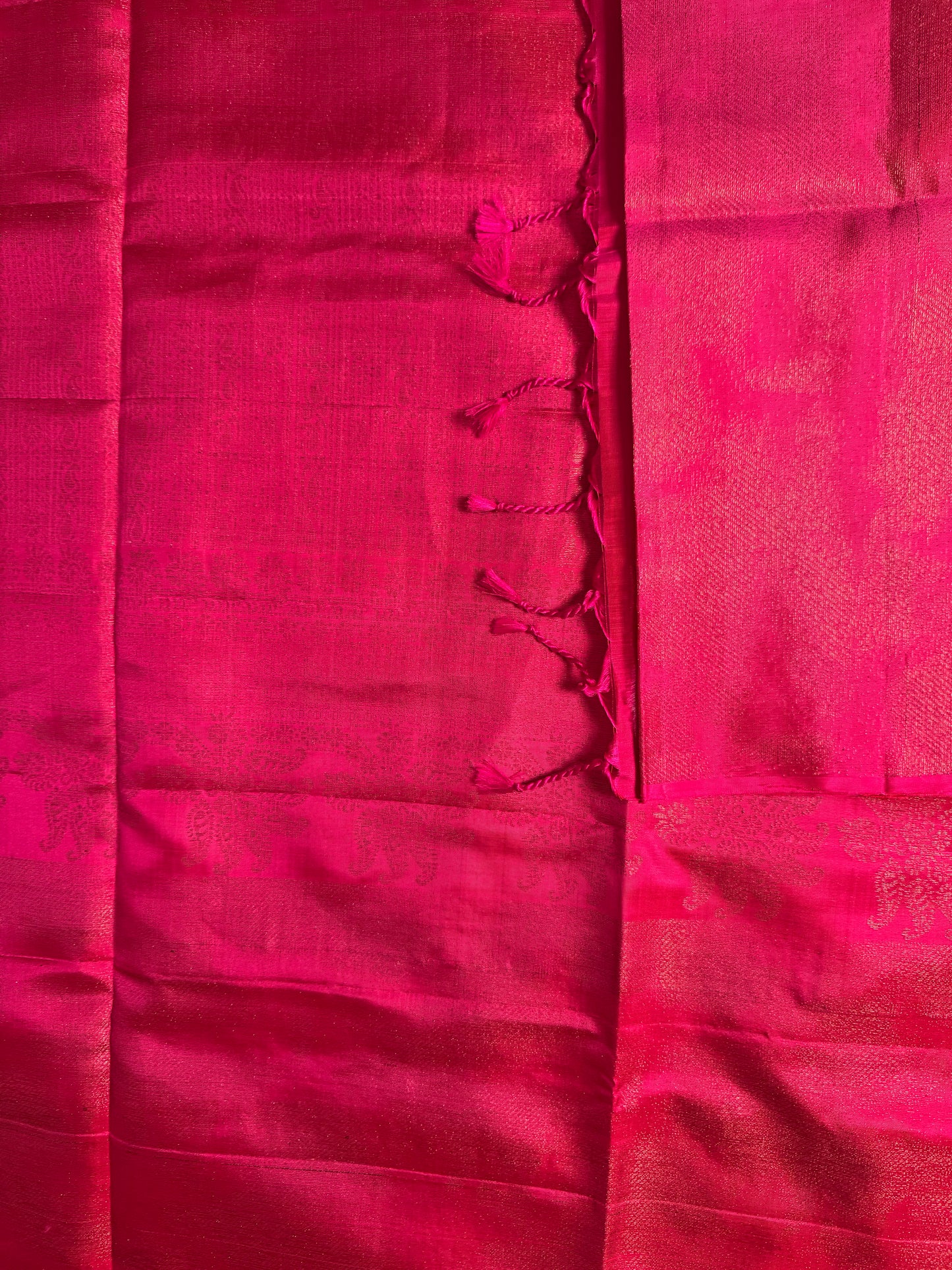 Fuchsia- Deep Pink Soft Silk Saree with Light Gold Sheen