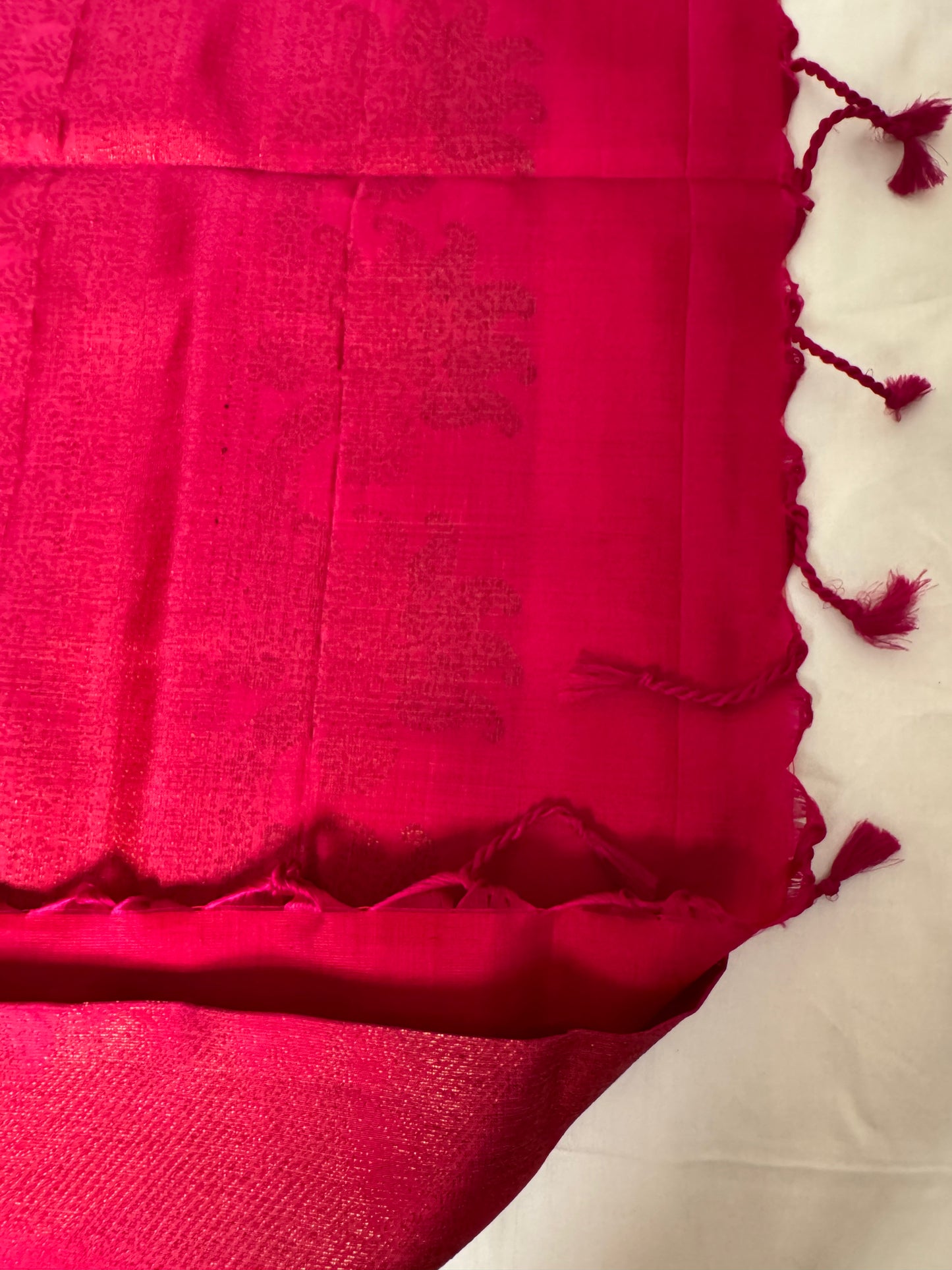 Fuchsia- Deep Pink Soft Silk Saree with Light Gold Sheen