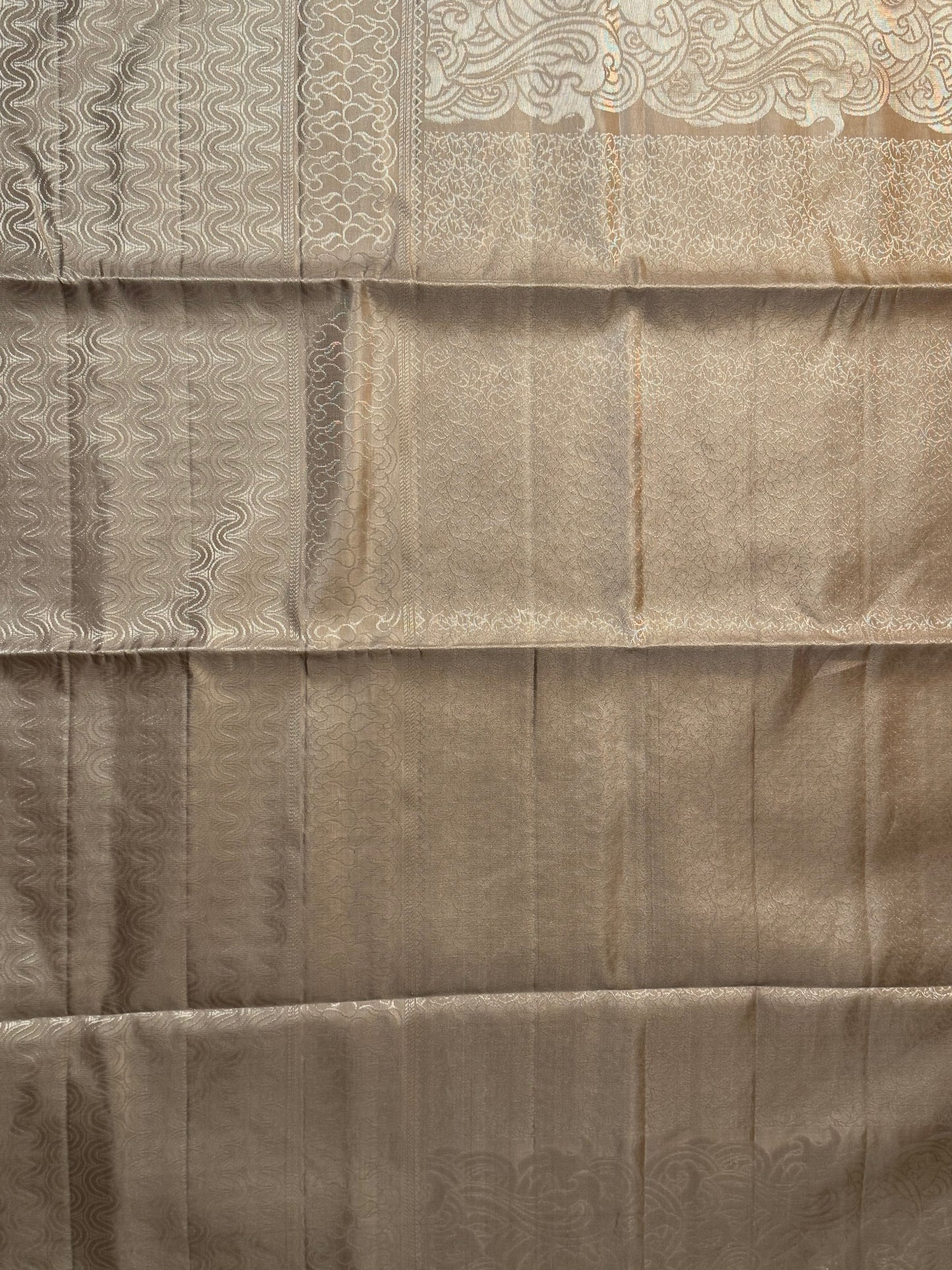 Soliel Silk – Champagne Cream Saree with Metallic Zari Weave