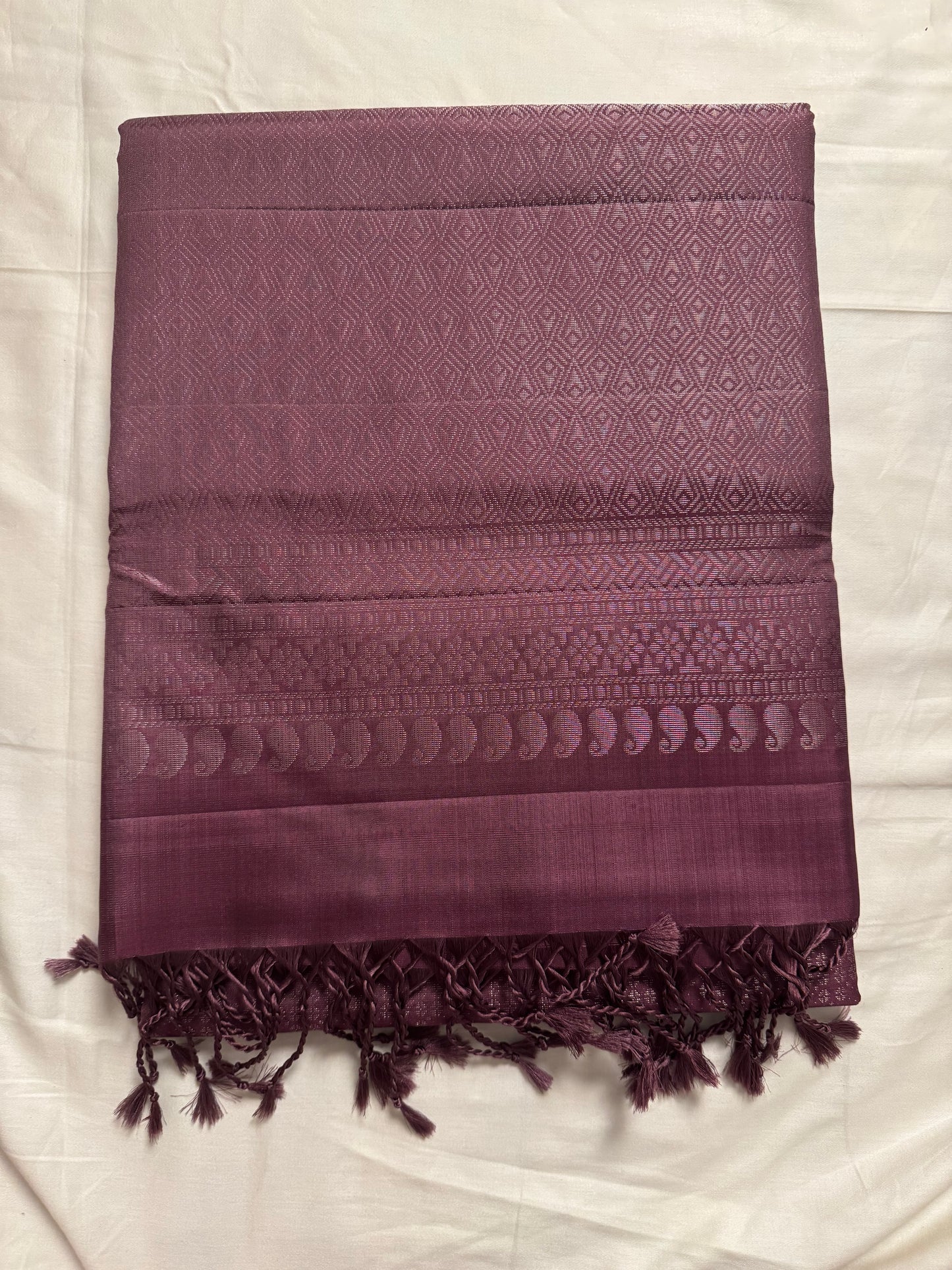 Neira – Grape Soft Silk Saree with Metallic Silver Zari