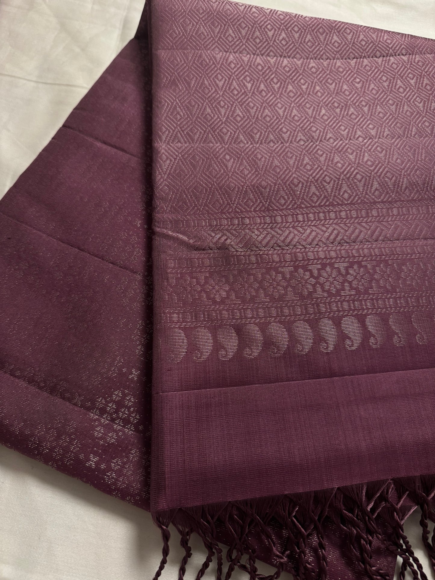 Neira – Grape Soft Silk Saree with Metallic Silver Zari