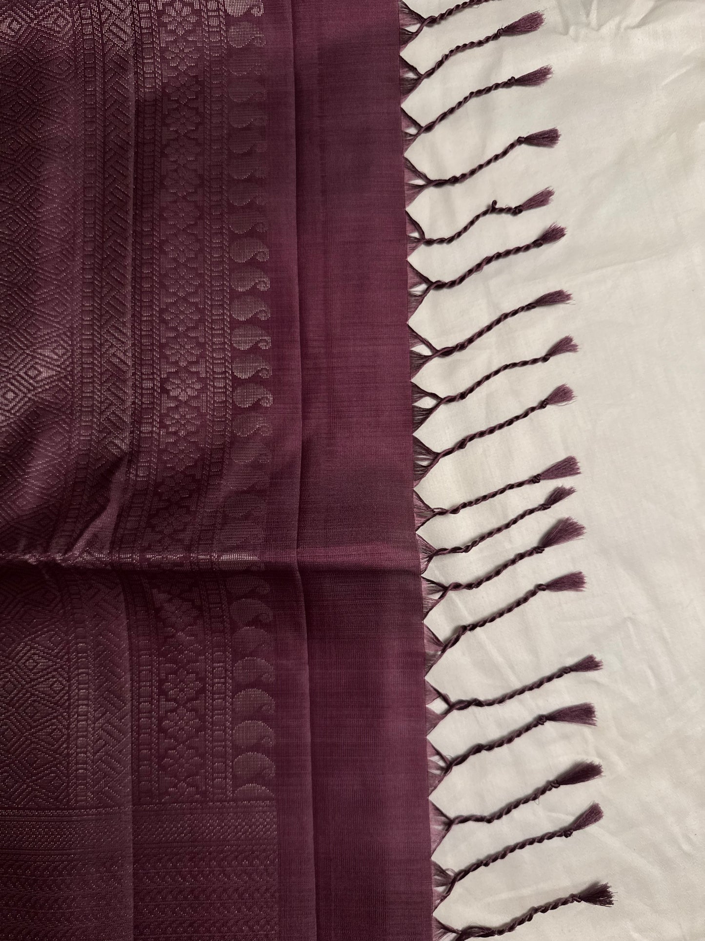 Neira – Grape Soft Silk Saree with Metallic Silver Zari